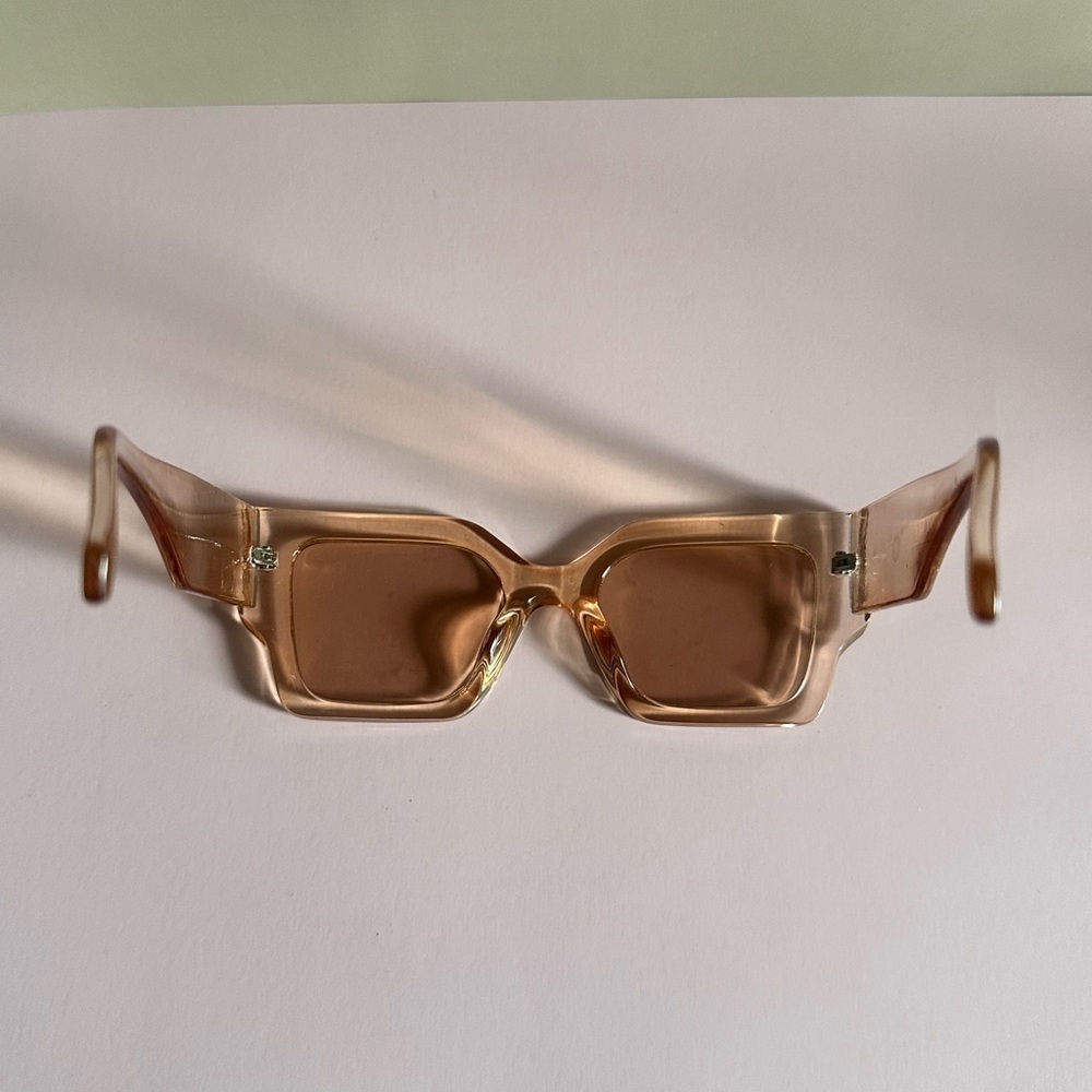 Peach Oversized Square Glasses with Protective Case - Picture 6 of 6